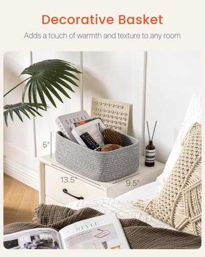 KALLAX Small Woven Storage Basket for Organizing, 13.5x9.5x5 inches, 3 Pack - color: Mixed Grey, size: 13.5"L x 9.5"W x 5"H