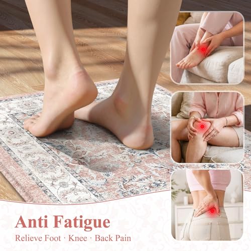 KIMODE Anti Fatigue Mats for Kitchen Floor 2PCS Cushioned Standing Mat - color: Pink, size: 17"x29.5"+17"x47"--0.47 inches