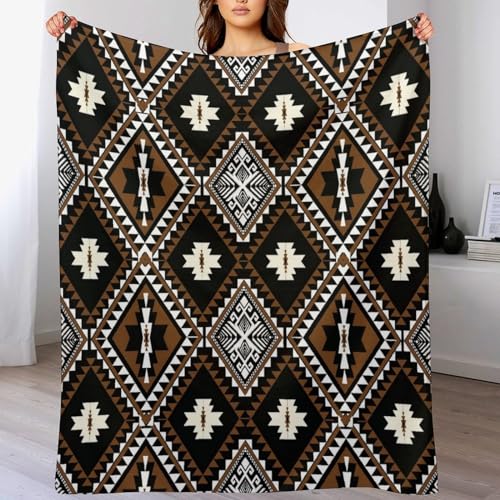 Rustic Western Throw Blanket, Southwestern Bohemian Ethnic Style Native Aztec Pattern Flannel Blanket for Sofa Bed, All Seasons 30"x40" - color: Aztec-4, size: 30"x40"