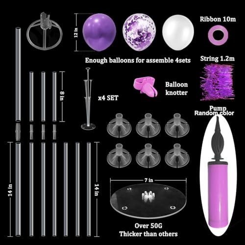 ZJDHPTY 4Set Purple Balloon Stand Table Centerpieces Party Decor - color: Purple 4