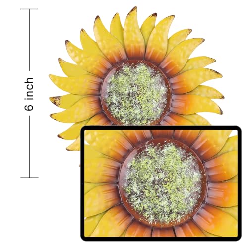 hogardeck Metal Flower Wall Decor for Indoor Outdoor, Kitchen Decor Floral Metal Wall Art, Wall Decor for Bathroom, Living Room, Porch, Garden, Yard, Backyard (2 Pcs 6'' ) - color: 6"-2 pack-sunflower