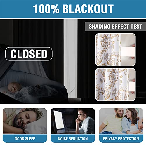 H.VERSAILTEX 100% Blackout Curtains for Bedroom Paisley Floral Printed Curtains 63 Inches Long Grommet Curtains & Drapes Thermal Curtains Window Treatments with Black Liner 2 Panels, Taupe - color: Paisley - Taupe, size: 52"W x 63"L (Pack of 2)