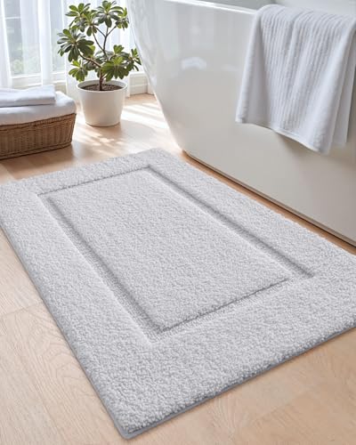 DEXI Bath Mat 36x24, Soft Absorbent Bathroom Rugs Non Slip, White - color: White, size: 36" X 24" (Rectangular)