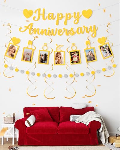 Happy Anniversary Decorations Gold Party Decoration Set