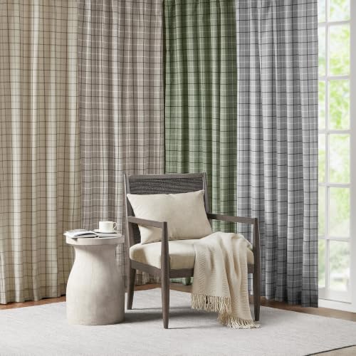Madison Park Plaid Curtain Thermal Insulated, 1 Panel, 50x95 Natural - color: Rod Pocket & Back Tab, Natural, size: 50"W x 95"L (Pack of 1)