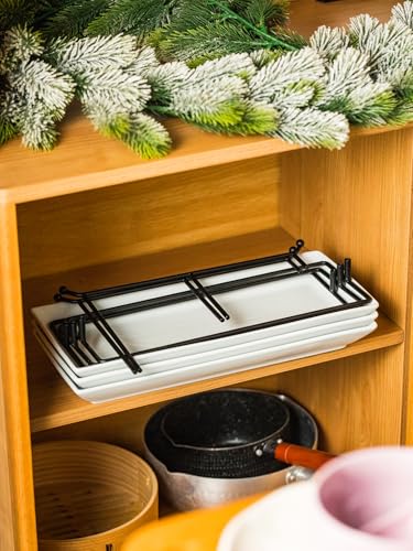 Gomakren 3 Tier Rectangular Serving Tray 14 Inch Serving Platters and Stand - color: Black, size: 15.7" x 13.5" x 9.2"