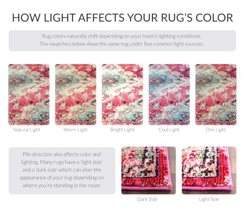 SAFAVIEH Monaco Area Rug 5'1"x7'7", Pink & Multi MNC243D - color: Pink/Multi, size: 5'1" x 7'7" (Rectangular)