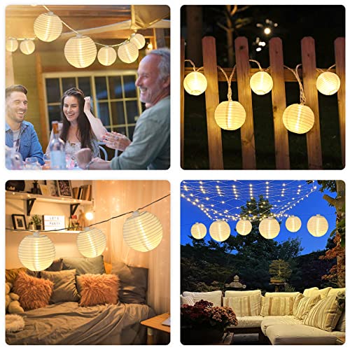 Vigdur White Paper Lantern String Lights Plug in Connectable, 9.8FT - color: White Lantern - Large and Small