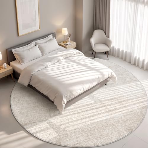 Valenrug Round Rugs 8ft, Circle Washable Area Rugs for Living Room, Beige - color: 01-beige, size: 8' (Round)