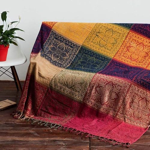amorus Boho Sofa Cover, Throw Blankets for Couch (L,86 * 102inch) - color: Colorful Tribal Pattern, size: 86 x 102 in