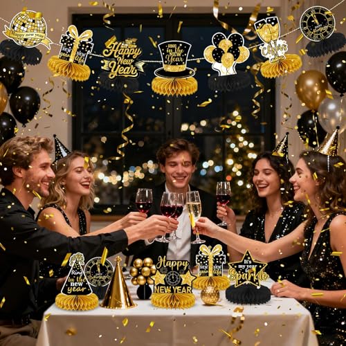 10Pcs Happy New Years Table Centerpieces Decorations 2027 - style: New Years Style