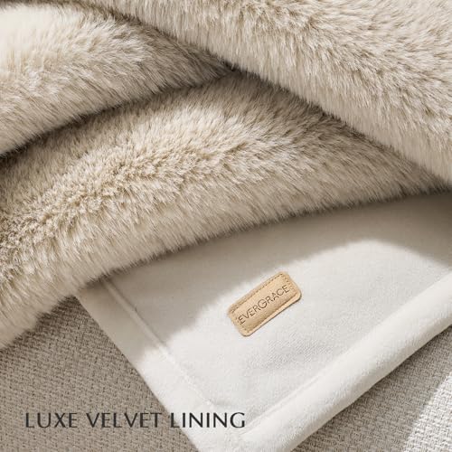 EverGrace Faux Chinchilla Fur Throw Blanket, 60"x80", Birch Mink - color: Birch Mink, size: 60"x80"