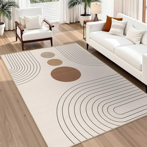 Area Rug 6x9 Boho Modern Geometric Beige Abstract Rug Living Room Washable - color: Beige, size: 9' x 6' (Rectangular)