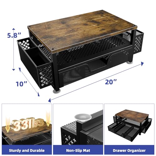 Simple Trending Monitor Stand with Drawer, 2-Tier Laptop Stand, Wood - color: Wood