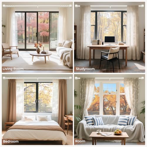 2 Pack Antique White Wood Curtain Rod 36-91 Inch, Farmhouse Rods - color: Off White, size: 36"-91" (2 Pack)
