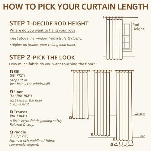 jinchan Linen Curtains 84 inch Taupe Floral Farmhouse Rod Pocket 2 Panels - color: Amlie Taupe, size: 50"W x 84"L (Pack of 2)