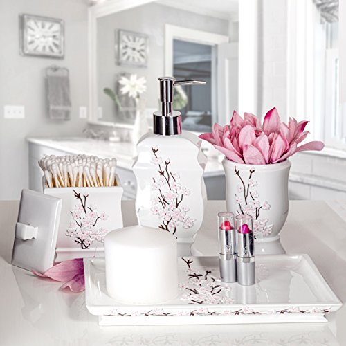 Vanda Cherry Blossom 4 Piece Resin Bathroom Accessories Set - style: 4 Piece Set