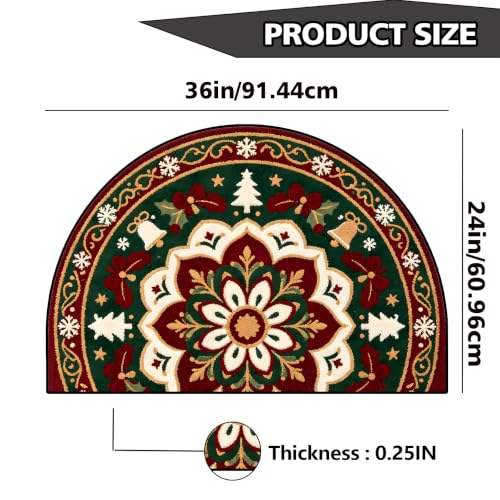 Christmas Half Round Door Mat 24"x36", Non-Slip Indoor Entryway Rug - color: Multicolor-11