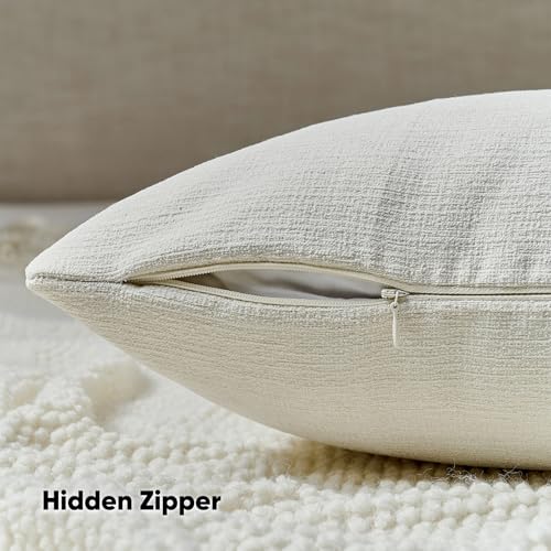 HAUSSY Set of 2 Soft Chenille Throw Pillow Covers 22x22 Inch, Cream - color: Cream, size: 22" x 22" (Pack of 2)