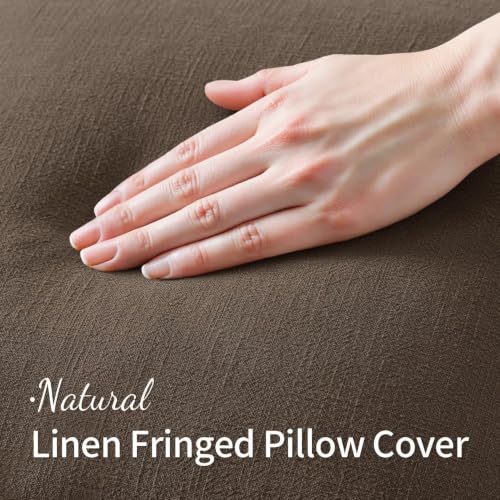 MIULEE Linen Fringe Decorative Fall Pillow Covers Chocolate Brown 18x18 - color: Chocolate Brown, size: 18" x 18" (Pack of 2)