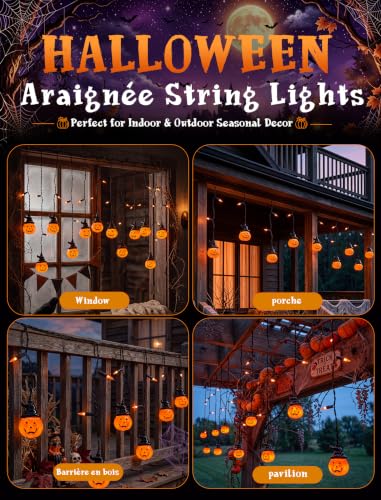7FT Halloween Pumpkin Curtain String Lights Plug-in 25 LED Decor - color: Hooded Pumpkin Curtain Lights
