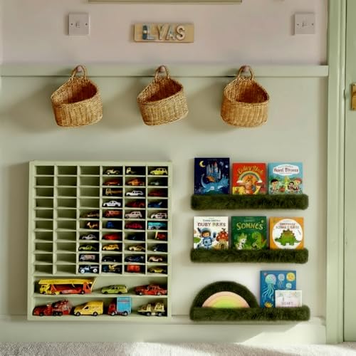 1PC Plush Bookshelf for Kids, Soft Hanging Wall Book Display Shelf - color: 24in-furry Green
