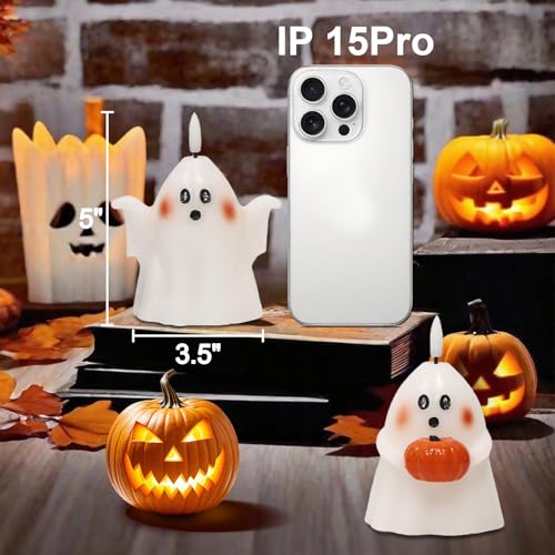 Wondise Halloween Flameless Candles with 6hrs Timer Spooky Ghost - color: 1-White