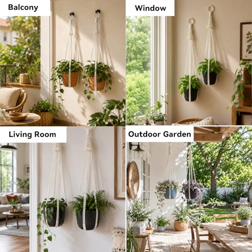 Artilady Macrame Hanging Planters Indoor Plant Hanger, Ivory White - color: White C