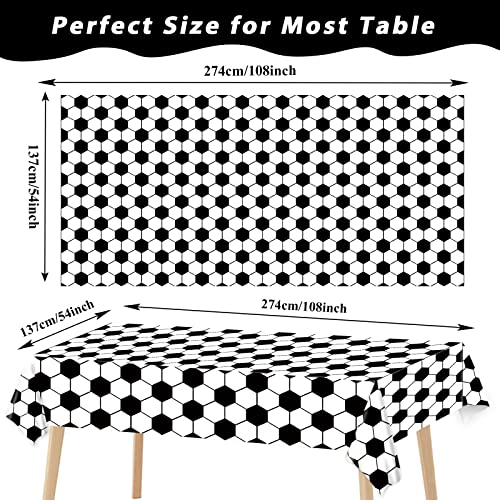 Tevxj 3 Pieces Soccer Party Tablecloths for Soccer Birthday Decorations Plastic Disposable Sports Ball Party Table Covers for Rectangle Tables Birthday Supplies Favors, 54 x 108 Inches - style: Soccer