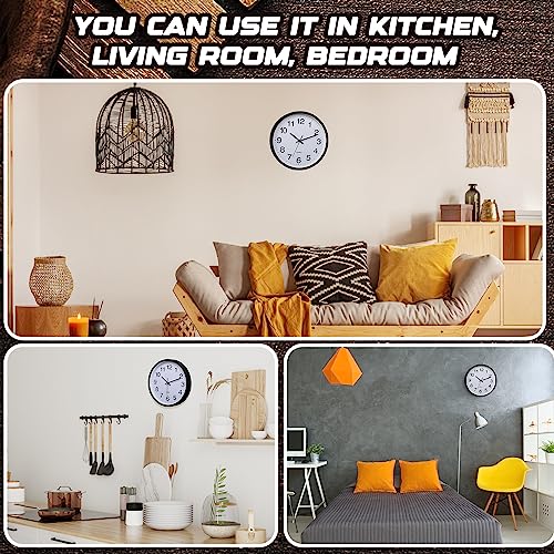 Inbagi 12 Pcs Silent Wall Clocks 12 Inch Large Quartz Analog Clock Black - size: 12 Inch