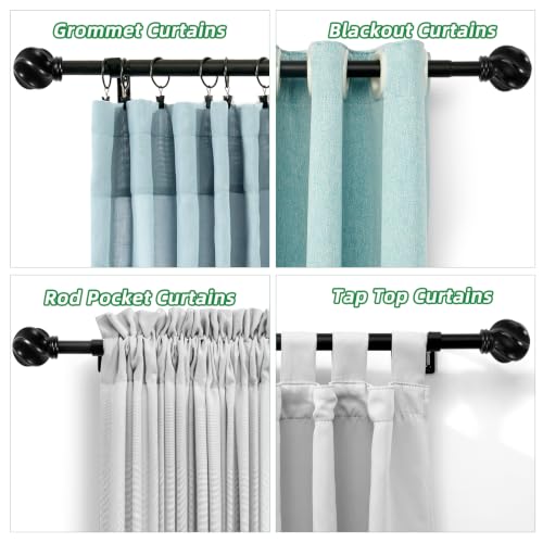 LLPJS Curtain Rods 16-120", 1 in Adjustable Black Rod with Finials, 1 Pack - color: Black, size: 16" to 120" - 1 pack