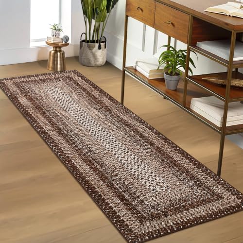 RUGSREAL 3x8 Hallway Runner Rug Washable Boho Kitchen Living Room Runners - color: Brown, size: 3' x 8' (Runner)