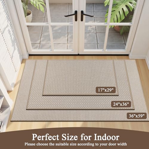U'Artlines Front Door Mat 17"x29",Indoor Outdoor Floor Mats, Beige - color: Beige, size: 17"x29"