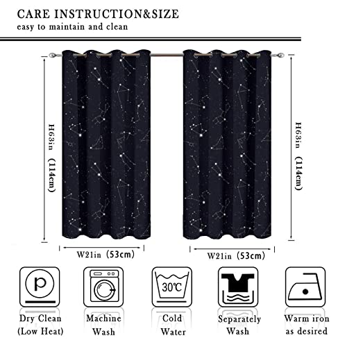 Constellation Curtains for Bedroom - Abstract Modern Art Black Galaxy White Constellation Symbol Pattern Window Drapes,Energy Saving Blackout Grommet Curtains 2 Panels 45L x 21W - color: Constellation, size: 42"W x 45"L (Pack of 1)
