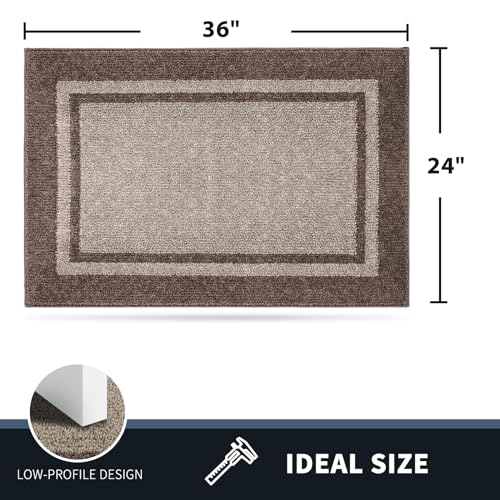 PURRUGS Dirt Trapping Indoor Door Mat, 24" x 36", Beige & Grayish Brown - color: Beige & Grayish Brown, size: 24" X 36"