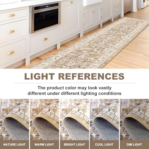 LOKHOM 3x12 Long Hallway Runnner Rug, Non-Slip Washable Rugs, Beige - color: Beige Brown, size: 3' x 12' (Runner)
