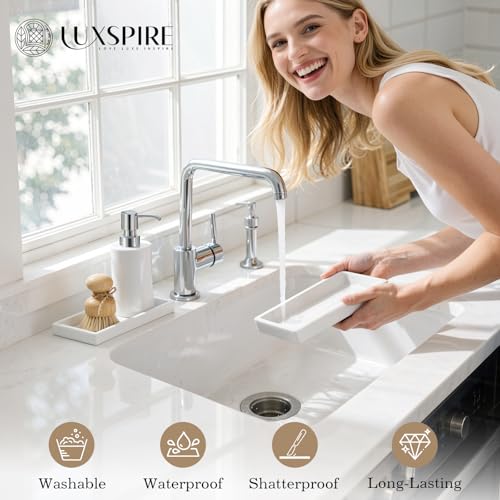 Luxspire 2 Pack Silicone Bathroom Tray 7.9" Vanity Tray, White - color: White, size: 7.87 × 3.94 × 0.79 in