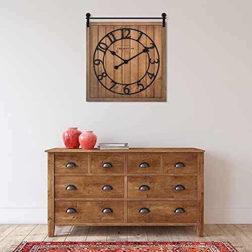 Presentime Farmhouse Barn Door Clock - color: Brown Wood