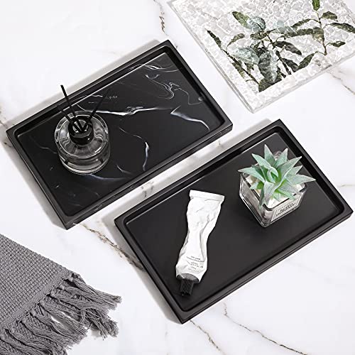 Luxspire Resin Bathroom Vanity Tray Countertop Organizer, M, Matte Black - color: Black, size: Medium