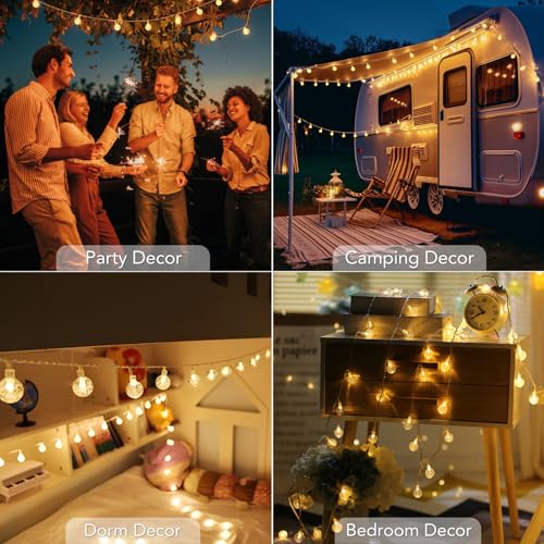 Metaku 16.4Ft 50LED Battery Operated Globe String Lights with Remote