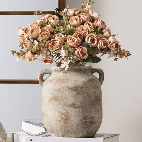 Vanselia Ceramic Flower Vase Home Table Decor Living Room Farmhouse 7.6 in - color: 7.6" Retro
