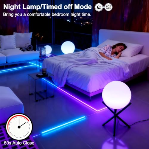 Lightdot 12-Inch Outdoor Globe Lights, RGB+CW Globe Floor Lamp with Remote - color: 15.7''RGBCW