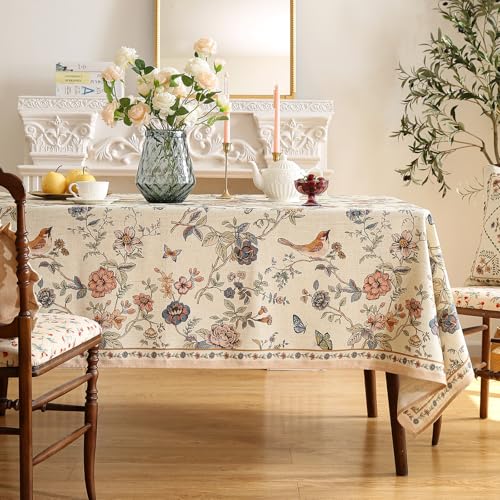 ISAENNE Designer French Linen Rectangular Tablecloth,94"x63"-Cornucopia - color: Cornucopia, size: 94" x 63" (Rectangular)