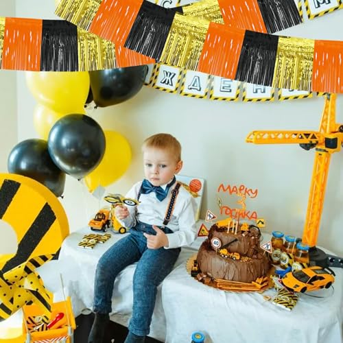 BEISHIDA Gold Orange Black Fringe Garland Banner Wall Tinsel Foil Streamers - color: Gold Orange Black