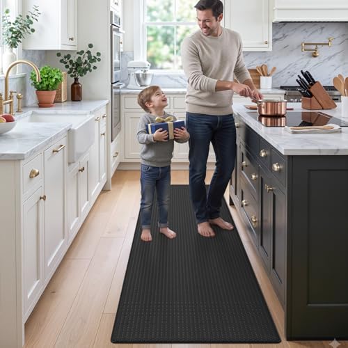 DEXI Kitchen Floor Mats Cushioned Anti Fatigue, 23x86 Non Slip Runner Rug - color: 2-black, size: 86"l X 23"w X 0.4"th