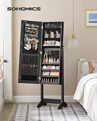 SONGMICS LED Jewelry Cabinet Standing, Lockable Armoire - color: Black, style: Modern