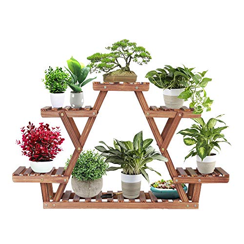 Ufine Wood Plant Stand Triangular Multi-Tier Plant Display Shelf