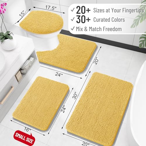 OLANLY Small Bathroom Rugs 24x16, Extra Soft Absorbent Chenille Bath Rugs - color: Yellow, size: 24" X 16"