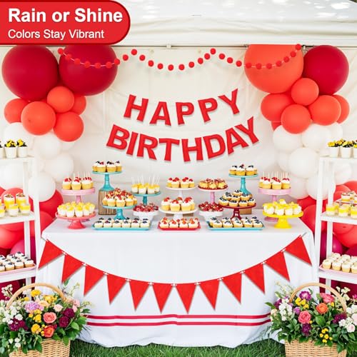 Pre-Strung Felt Happy Birthday Banner Red Garland Set - color: Red