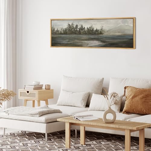 MUDECOR Large Framed Canvas Print Wall Art Tranquil Dusk Minimalist Landscape Illustrations Antique Retro Fine Art Illustrations Decorative Colorful for Bedroom - 60"x20" - color: A06-2402-na11, size: 60"L x 20"W